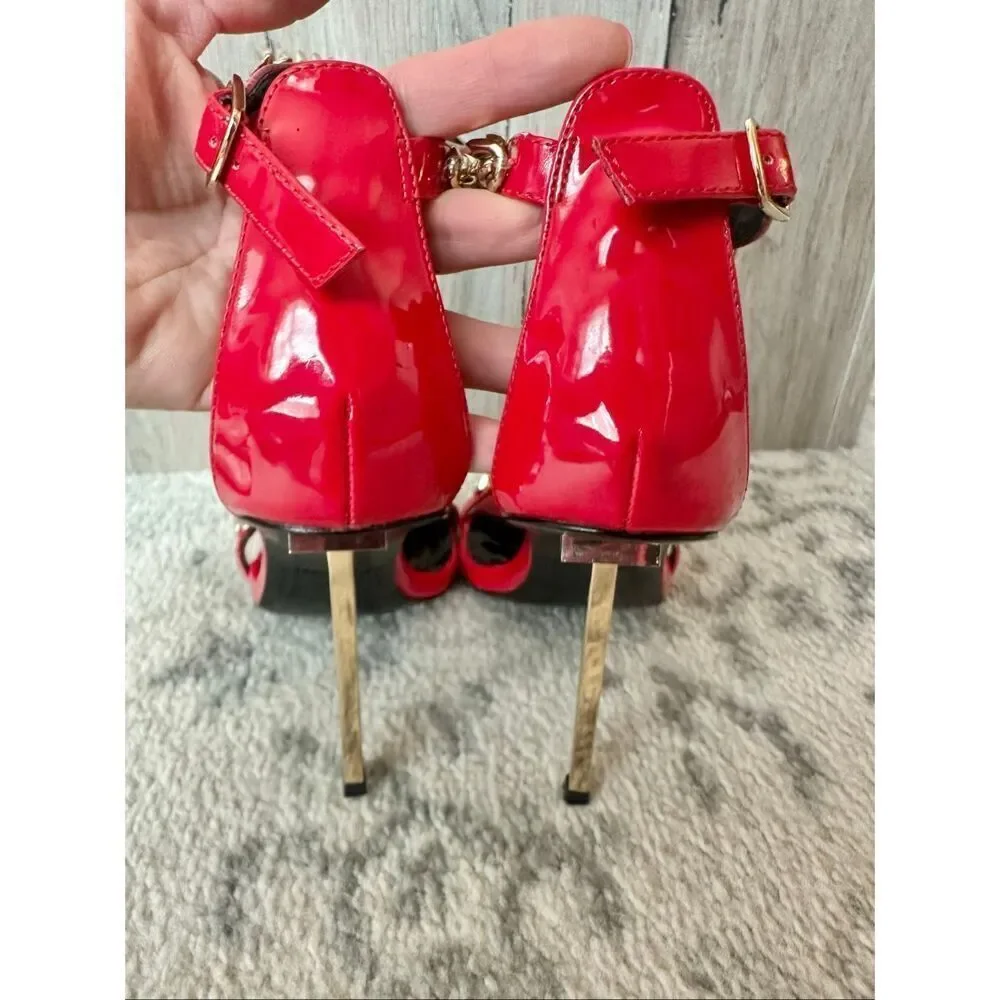 JESSICA RICH Monaco Ankle Strap Sandal in Red Size 38 7.5